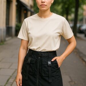 SHEIN Black high waisted zip front cargo pockets belted 12